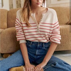 Sezane Leontine Jumper with Red Stripes